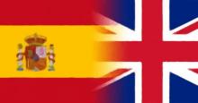 Unión de las banderas del reino de España y de Reino Unido