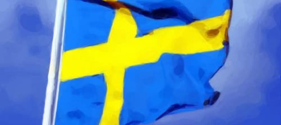 La Bandera de Suecia ondeando al viento